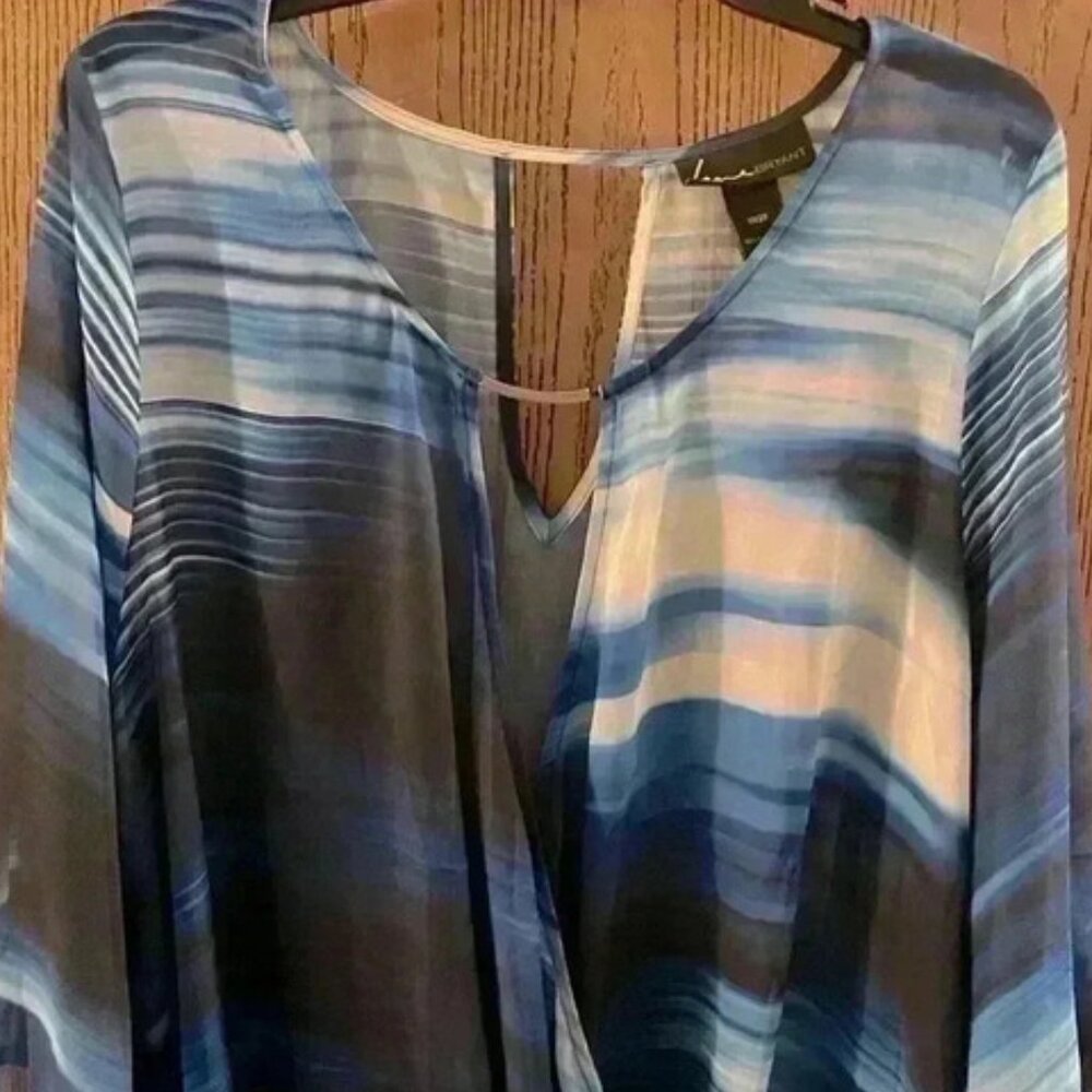 Blue, Sheer airy chiffon, blouse